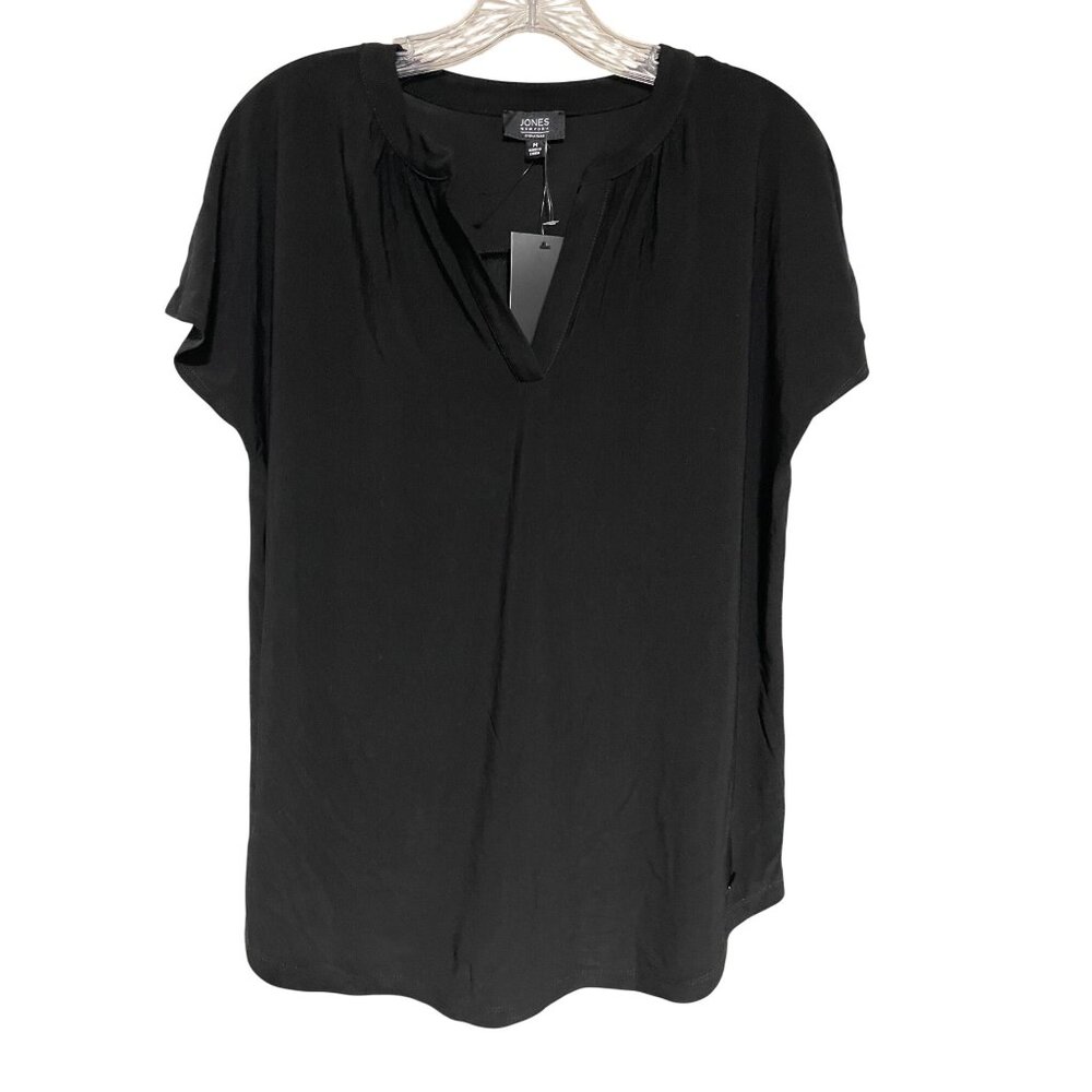 Jones New York Womens Black Knit Top Size M Polyester/Elastane Blend